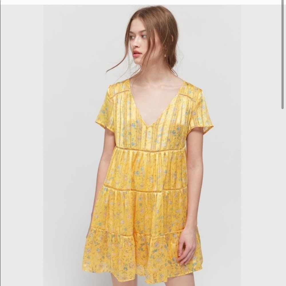 Urban outfitters yellow chiffon mini dress NWT